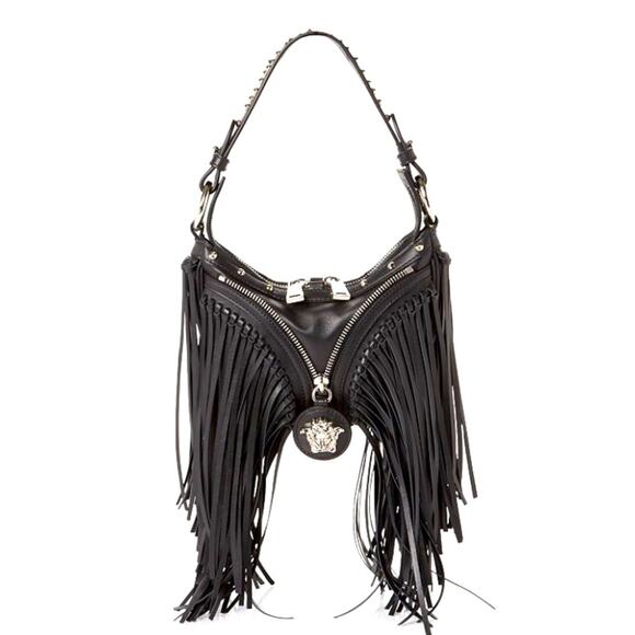 NWT MSRP$4875 Versace Medusa Mini Fringed Leather Hobo Shoulder Bag - Picture 1 of 8